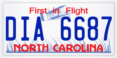 NC license plate DIA6687