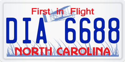 NC license plate DIA6688