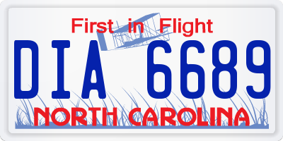 NC license plate DIA6689