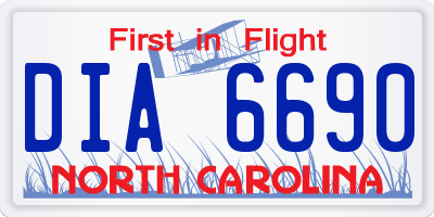 NC license plate DIA6690