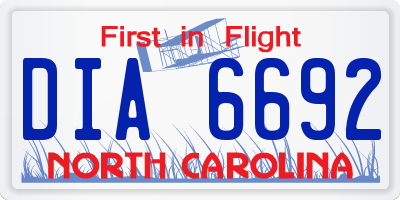 NC license plate DIA6692