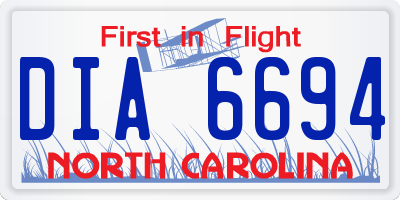 NC license plate DIA6694