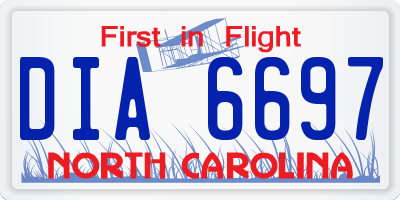 NC license plate DIA6697