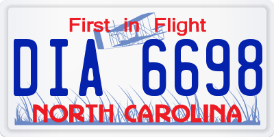 NC license plate DIA6698