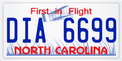 NC license plate DIA6699