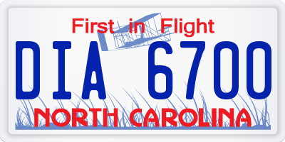 NC license plate DIA6700