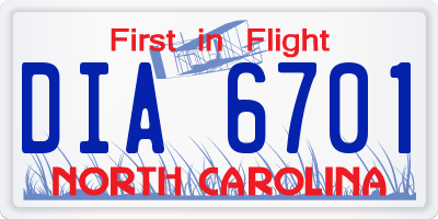 NC license plate DIA6701