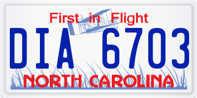NC license plate DIA6703