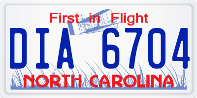 NC license plate DIA6704