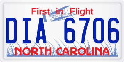 NC license plate DIA6706
