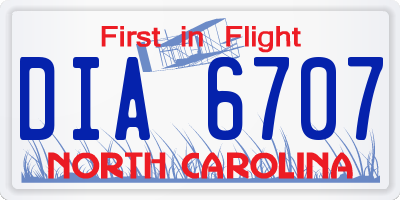 NC license plate DIA6707