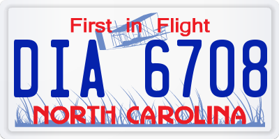 NC license plate DIA6708
