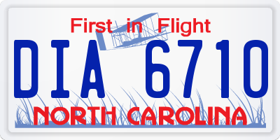 NC license plate DIA6710