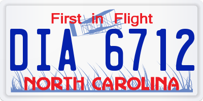 NC license plate DIA6712