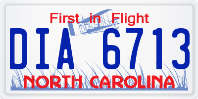 NC license plate DIA6713