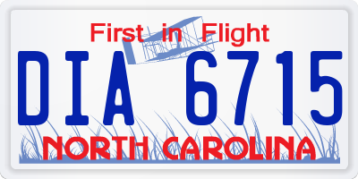 NC license plate DIA6715