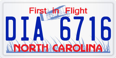 NC license plate DIA6716