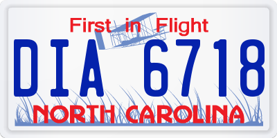 NC license plate DIA6718