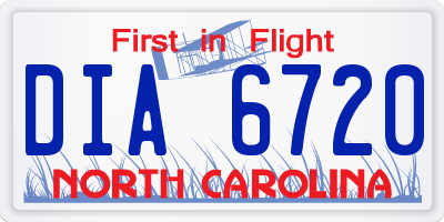 NC license plate DIA6720