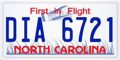 NC license plate DIA6721