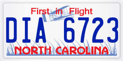 NC license plate DIA6723
