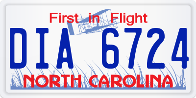 NC license plate DIA6724