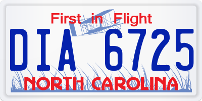 NC license plate DIA6725