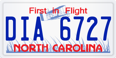 NC license plate DIA6727
