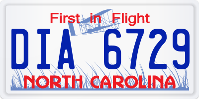 NC license plate DIA6729