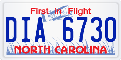 NC license plate DIA6730