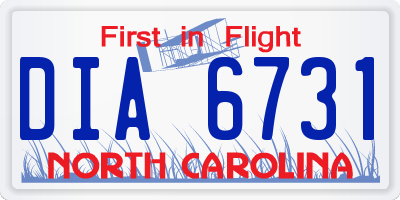 NC license plate DIA6731
