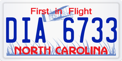 NC license plate DIA6733