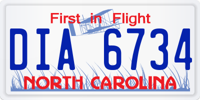 NC license plate DIA6734