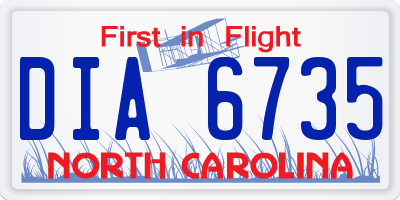 NC license plate DIA6735