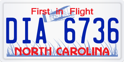 NC license plate DIA6736
