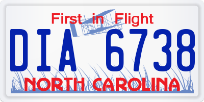 NC license plate DIA6738
