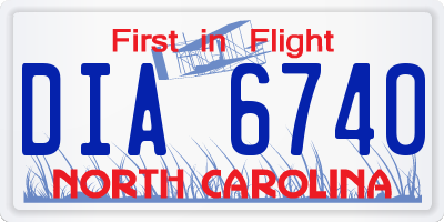 NC license plate DIA6740