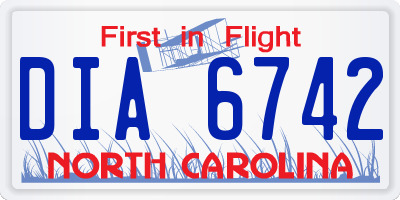 NC license plate DIA6742
