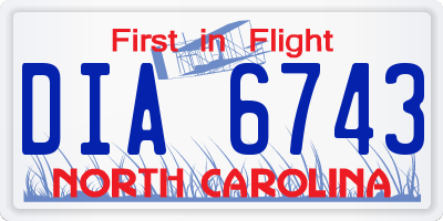 NC license plate DIA6743