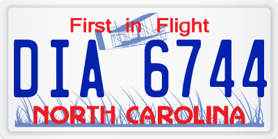 NC license plate DIA6744