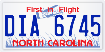 NC license plate DIA6745