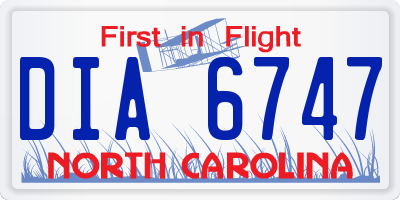 NC license plate DIA6747