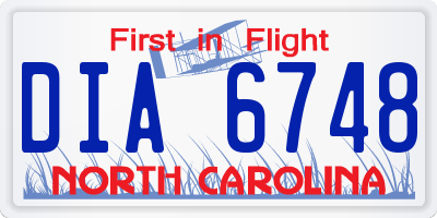 NC license plate DIA6748