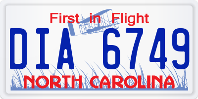 NC license plate DIA6749