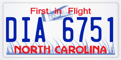 NC license plate DIA6751