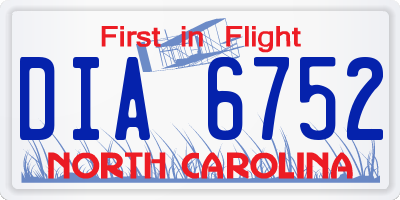 NC license plate DIA6752