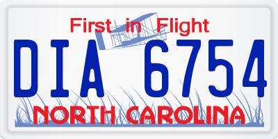 NC license plate DIA6754