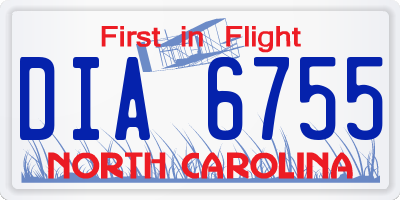 NC license plate DIA6755