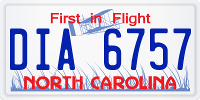 NC license plate DIA6757