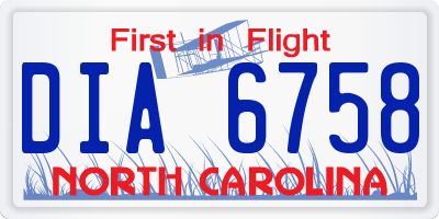 NC license plate DIA6758